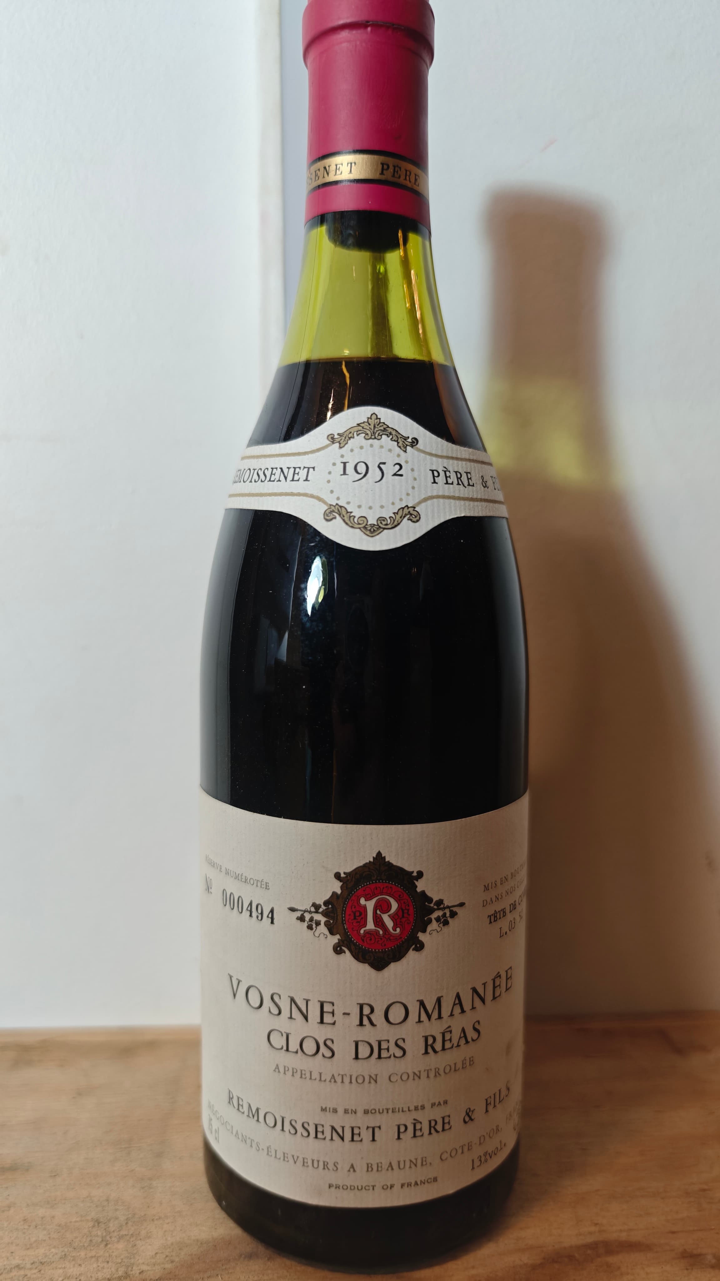 Vosne-Romanée, Clos des Réas, Remoissenet Père & Fils,1952