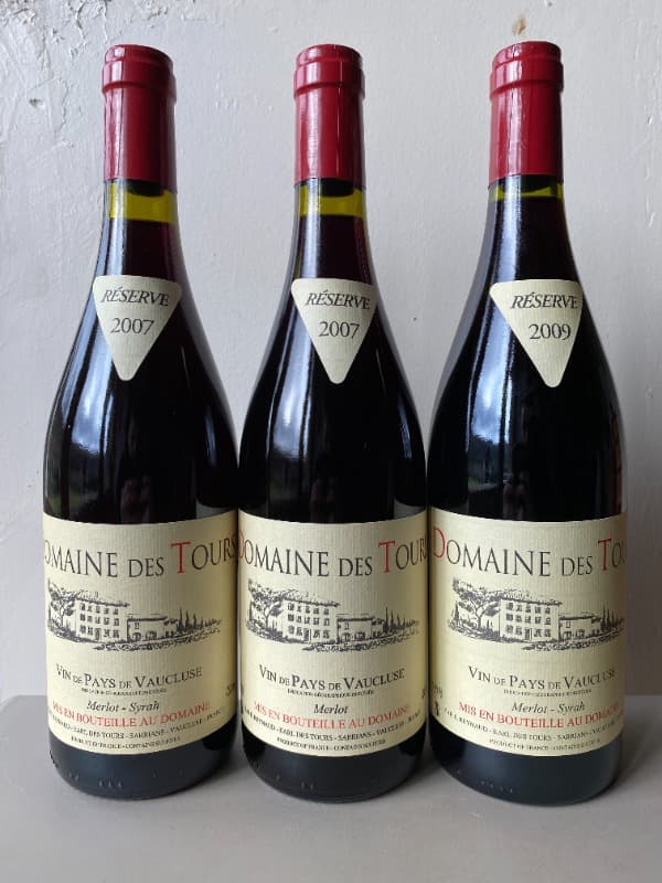 3 x Vin de Pays du Vaucluse, Merlot 2007/2009 | Merlot-Syrah 2007, Domaine des Tours