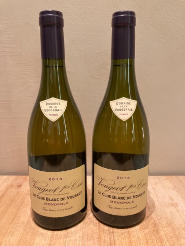 2 x Vougeot, 1er Cru Le Clos Blanc de Vougeot - Monpole, Domaine de la Vougeraie, 2018