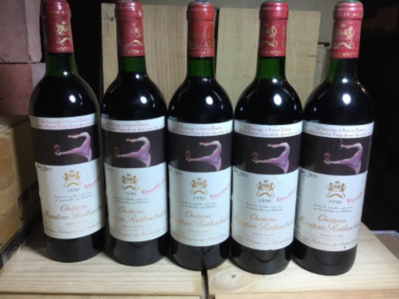 5 x Château Mouton Rothschild, Pauillac, 1990