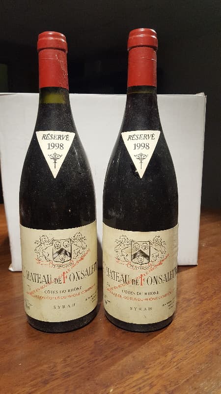 2 x Côtes-du-Rhône, Cuvée 100 % syrah, Château de Fonsalette, 1998