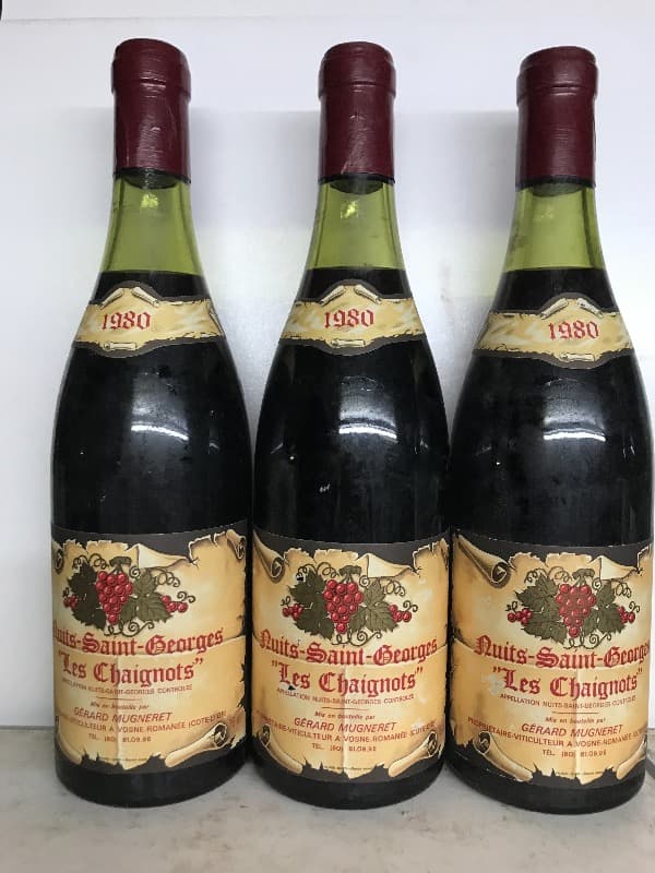 3 x Nuits-Saint-Georges, 1er Cru Chaignots, Gérard Mugneret, 1980