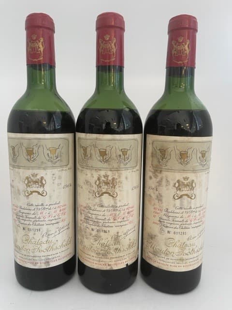 3 x château Mouton Rothschild, Pauillac, 1964