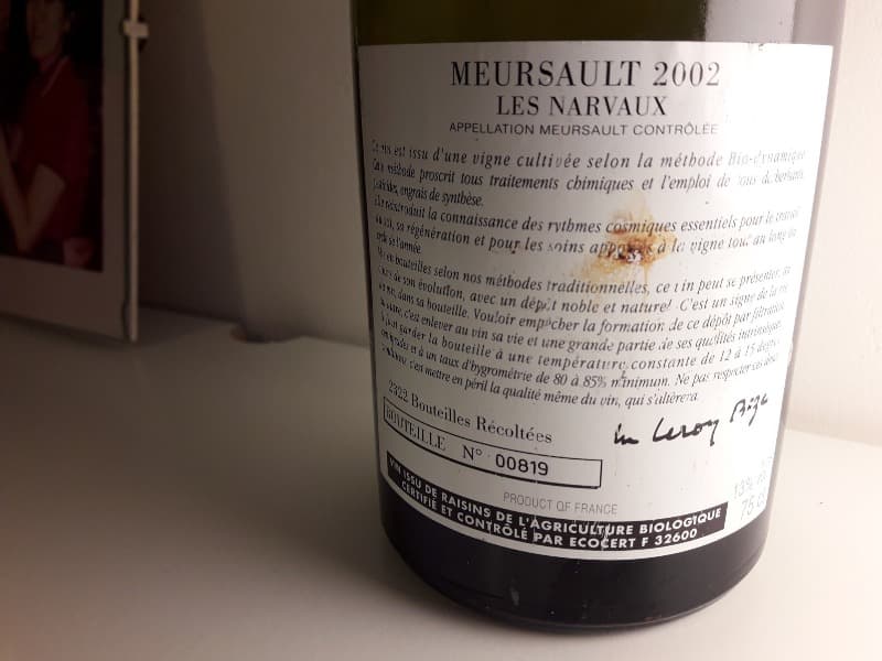 Meursault, LES NARVAUX, Leroy, Domaine d'Auvenay, 2002