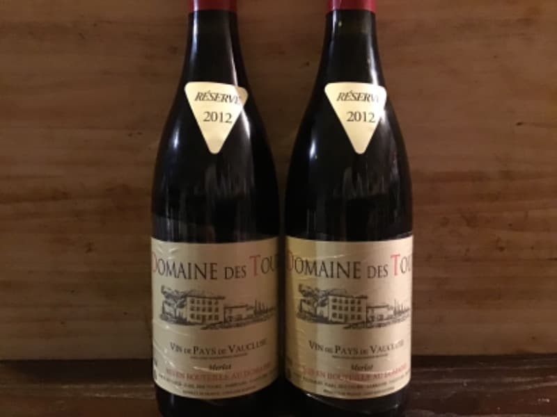 2 x Vin de Pays du Vaucluse, Merlot, Domaine des Tours, 2012