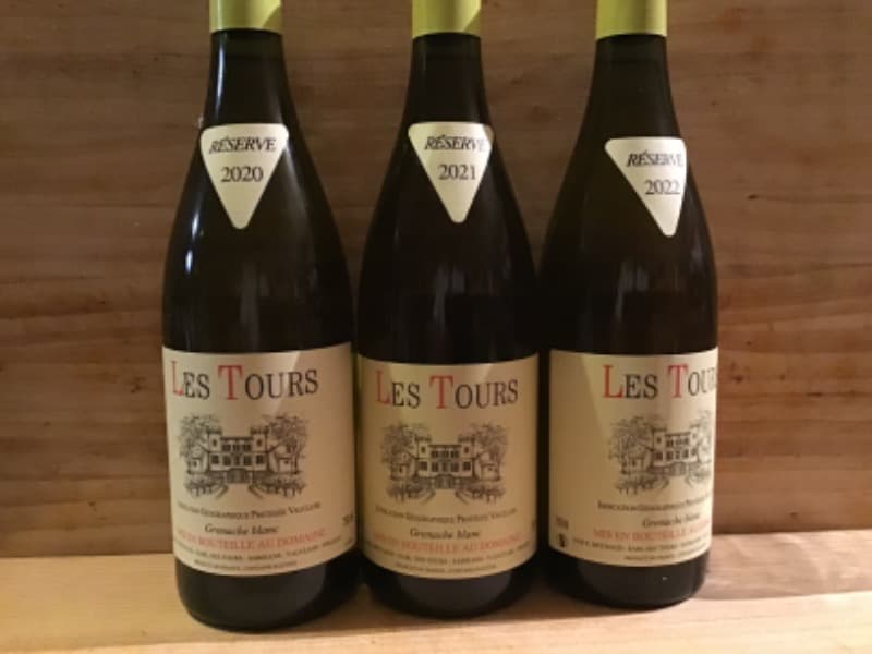 3 x Côtes-du-Rhône, les Tours - Grenache Blanc, domaine des Tours, 2020/2021/2022