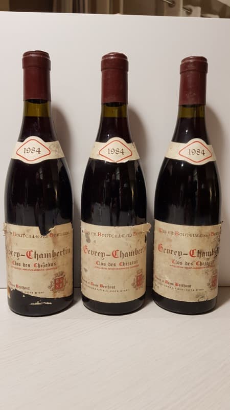 3 x Gevrey-Chambertin, Clos des Chezeaux, Vincent et Denis Berthaut, 1984