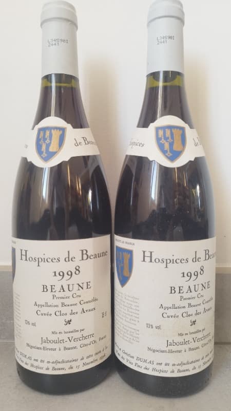 2 x Beaune, 1er Cru Clos des Avaux, Hospices de Beaune, 1998