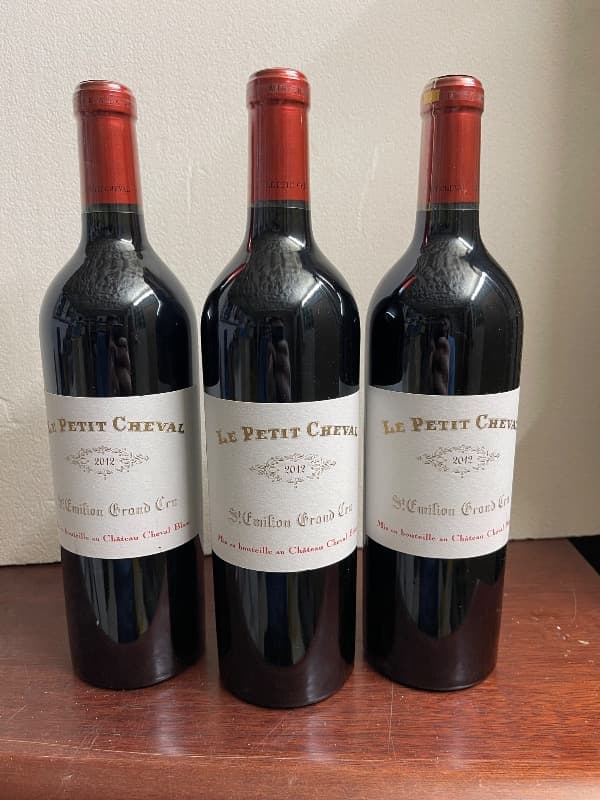 3 x Le Petit cheval, château Cheval Blanc, Saint-Émilion Grand Cru, 2012