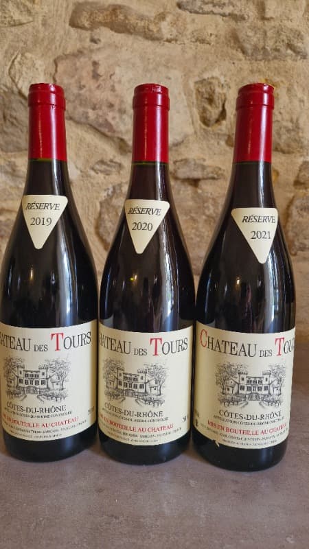 3 x Côtes-du-Rhône, château des Tours 2019/2020/2021