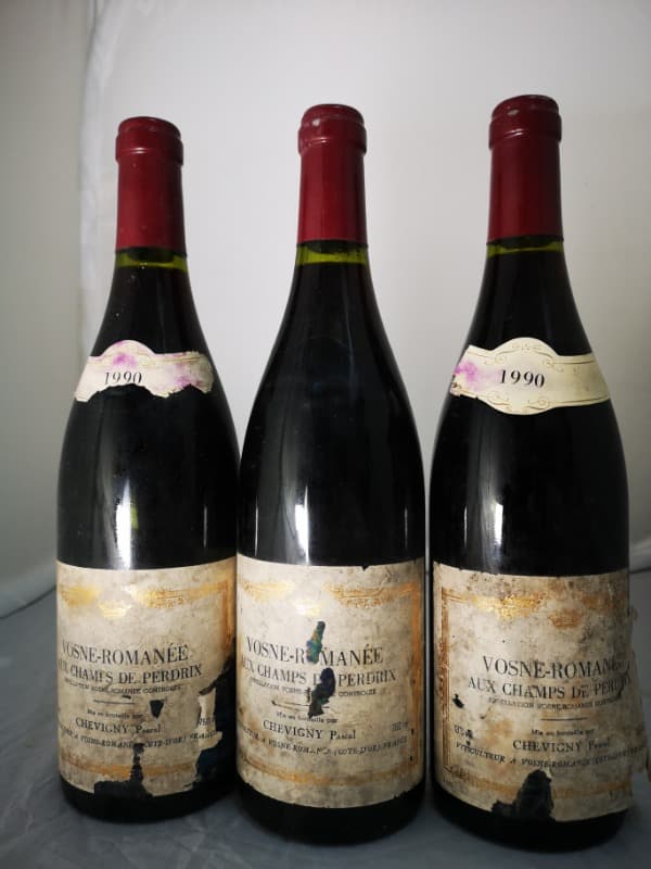 3 x Vosne-Romanée, Aux Champs des Perdrix, Domaine Pascal Chevigny, 1990