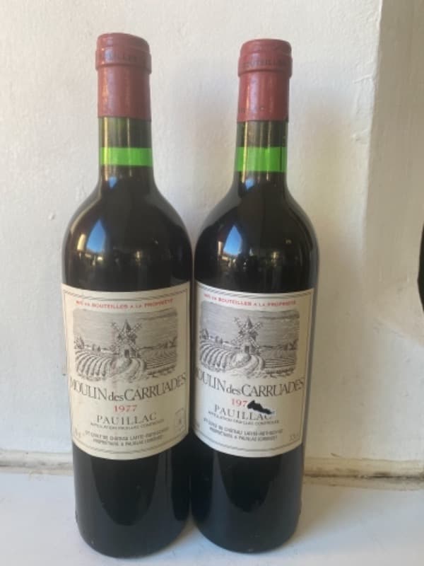 2 x Grand cru, Domaine moulin des Carruades, Pauillac, 1977