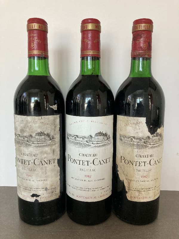 3 x château Pontet Canet, Pauillac, 1982