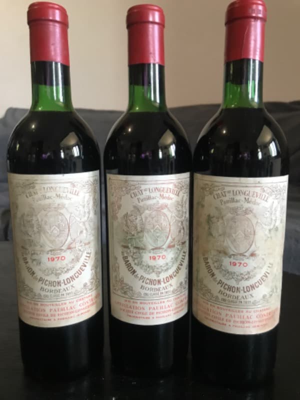 3 x Au Baron, château Pichon Longueville, Pauillac, 1970