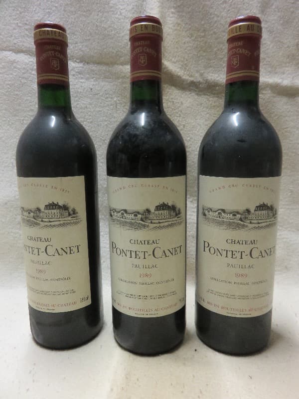 3 x Château Pontet-Canet, Pauillac, 1989