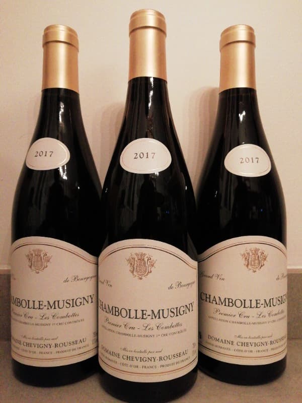 3 x Chambolle-Musigny, 1er cru les combottes, Chevigny Rousseau, 2017