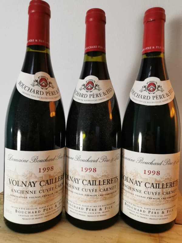 3 x Volnay, Caillerets 'ancienne cuvée Carnot'- 1e Cru, Domaine Bouchard P&F, 1998
