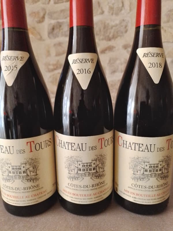 3 x Côtes-du-Rhône, Château des Tours 2015, 2016, 2018