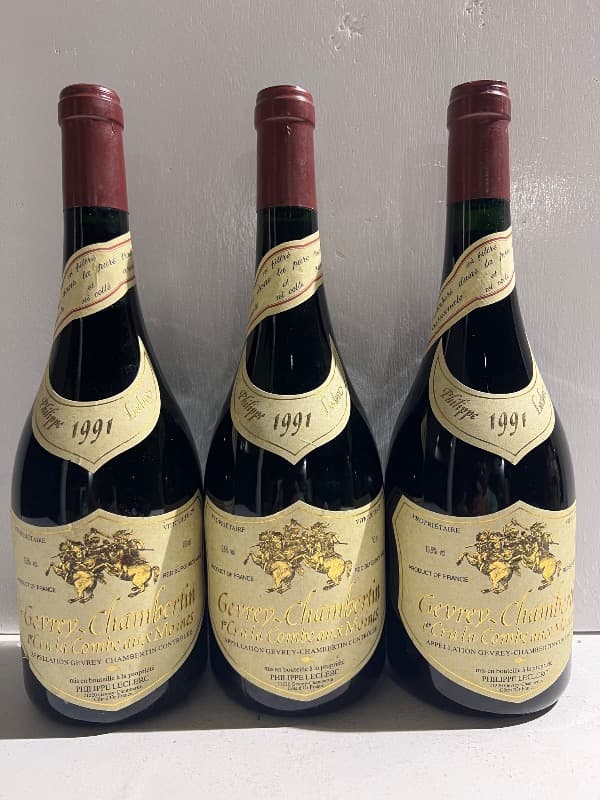 3 x Philippe Leclerc, Gevrey-Chambertin Premier Cru, Combe au Moine, 1991