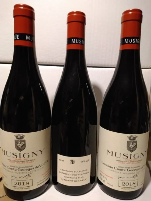 CBO/OWC 3 x Musigny, Grand Cru cuvée vieilles vignes, Comte de Vogüe, 2018