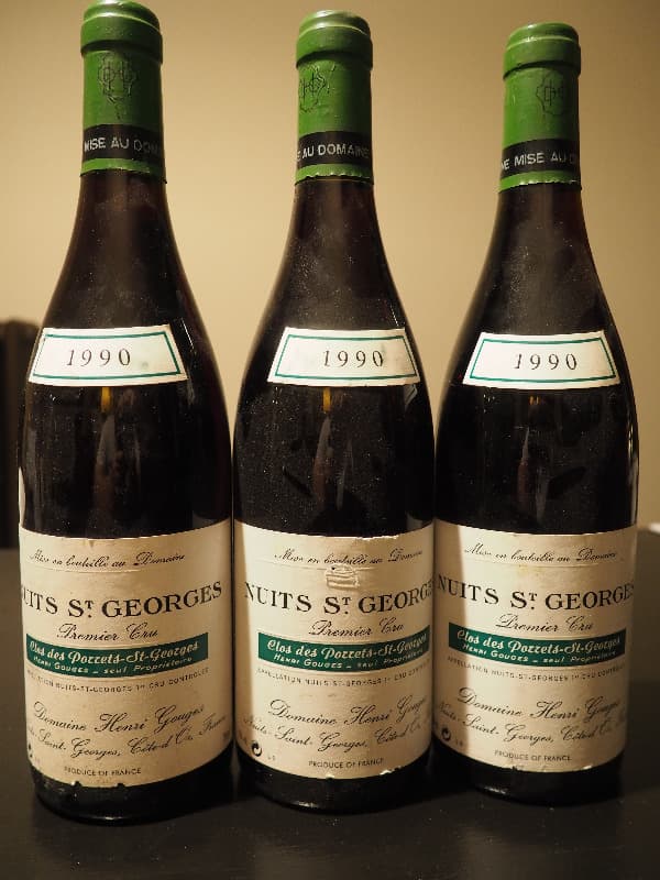 3 x Nuits-Saint-Georges, Clos des Porrets saint Georges, Domaine Henri Gouges, 1990