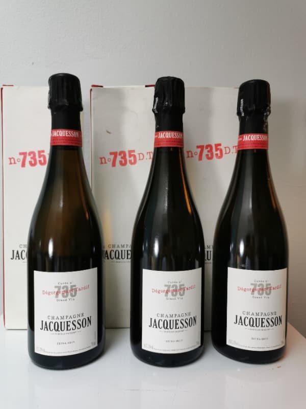 13 x Extra Brut cuvée 735 Dégorgement Tardif, Jacquesson, Champagne, 2007