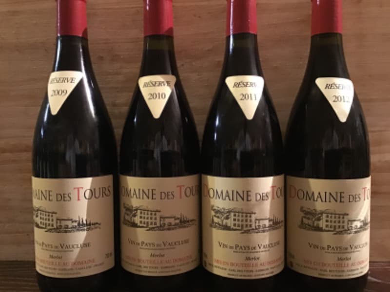 4 x Merlot, Vin de Pays du Vaucluse, Domaine des Tours, 2009/2010/2011/2012
