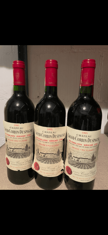 3 x Château Grand Corbin d'Espagne, Saint-Émilion Grand Cru, 1995