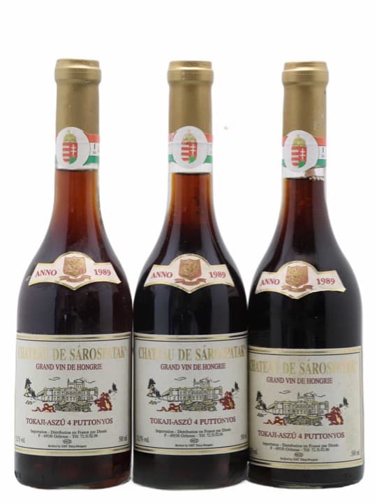 3 x tokaji Hongrie - Tokaji Aszu - 4 Puttonyos, château de Sarospatak, 1989 (50cl)