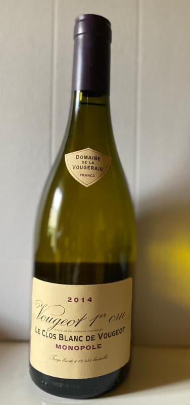 Clos de Vougeot, 1er cru Clos Blanc, Domaine de la Vougeraie, 2014