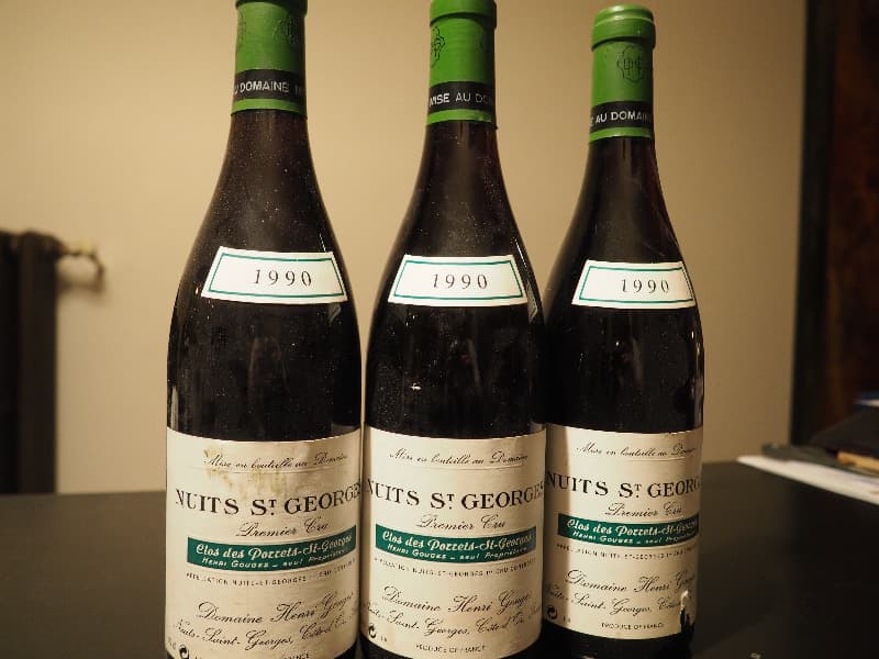3 x Nuits-Saint-Georges, Clos des Porrets Saint Georges, Domaine Henri Gouges, 1990