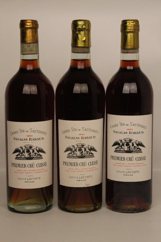 3 x Château Sigalas Rabaud, Sauternes, 1921