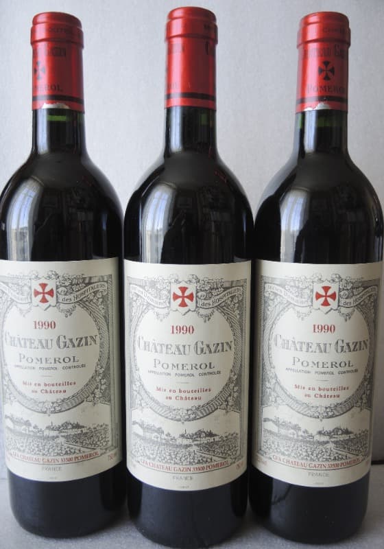 3 x Château Gazin, Pomerol, 1990