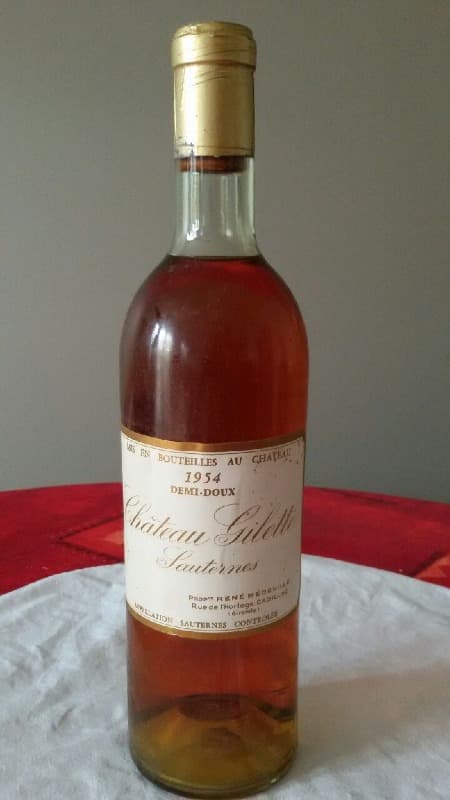 Demi-doux, Château Gilette, Sauternes, 1954