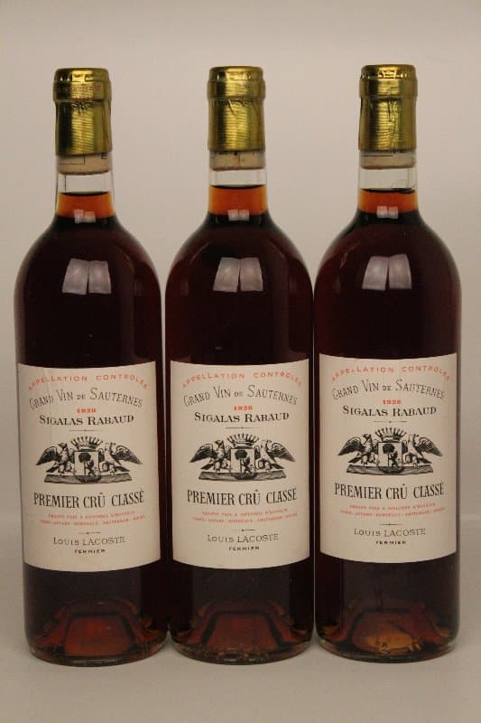 3 x Château Sigalas Rabaud, Sauternes, 1928