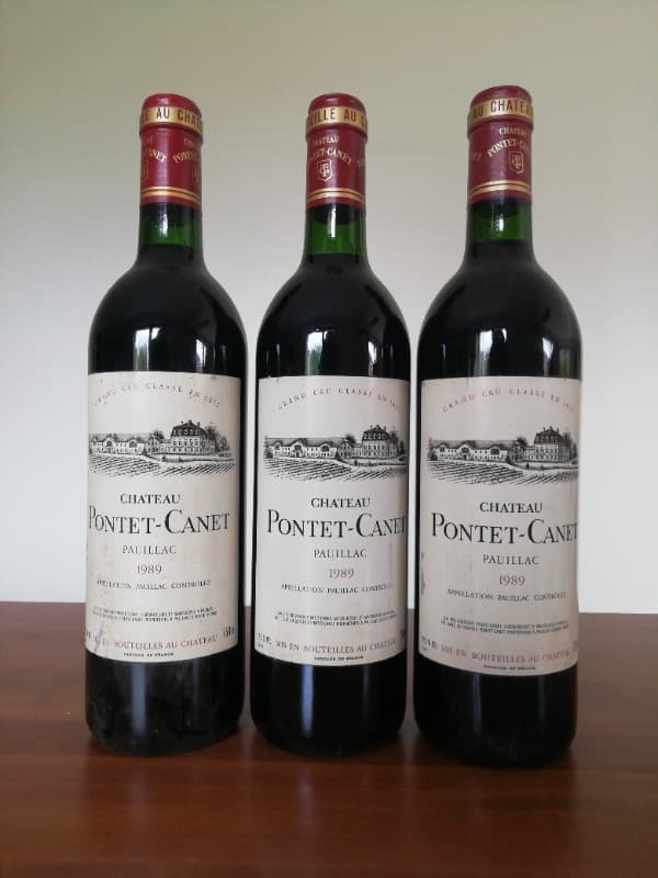 3 X Pontet-Canet, Pauillac, 1989