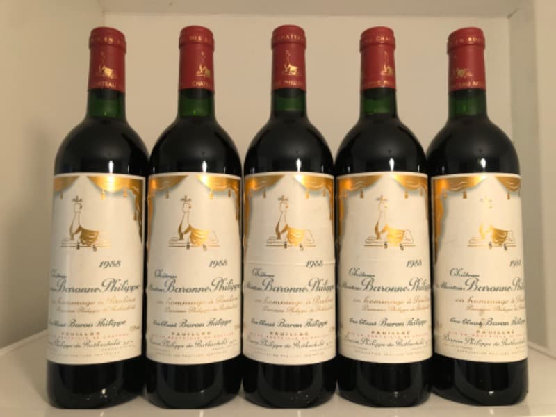 5 x en Hommage à Pauline, Château Mouton Baronne Philippe, Pauillac, 1988