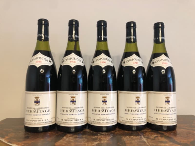 5 x Hermitage, Monier de la Sizeranne, M. Chapoutier, 1990