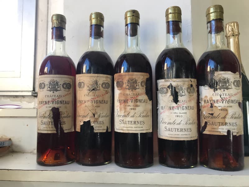 5 x Domaine château de Rayne-Vigneau, 1e Cru, Sauternes, 1950