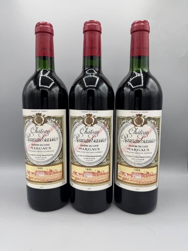 3 x Château Rauzan-Gassies, Margaux, 1995