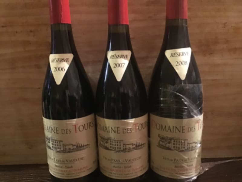 3 x Vin de Pays du Vaucluse, Merlot-syrah, Domaine des tours, 1x2006/1x2007/1x2008