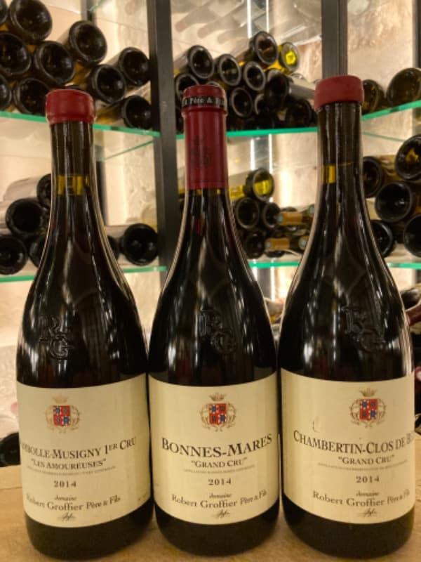 3 x Chambolle-Musigny "les amoureuses" / Bonnes Mares / Chambertin de Clos-de-Bèze, Robert Groffier, 2014