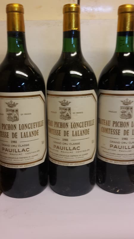 3 x comtesse de Lalande, chateau pichon longueville, Pauillac, 1981(MAGNUM)