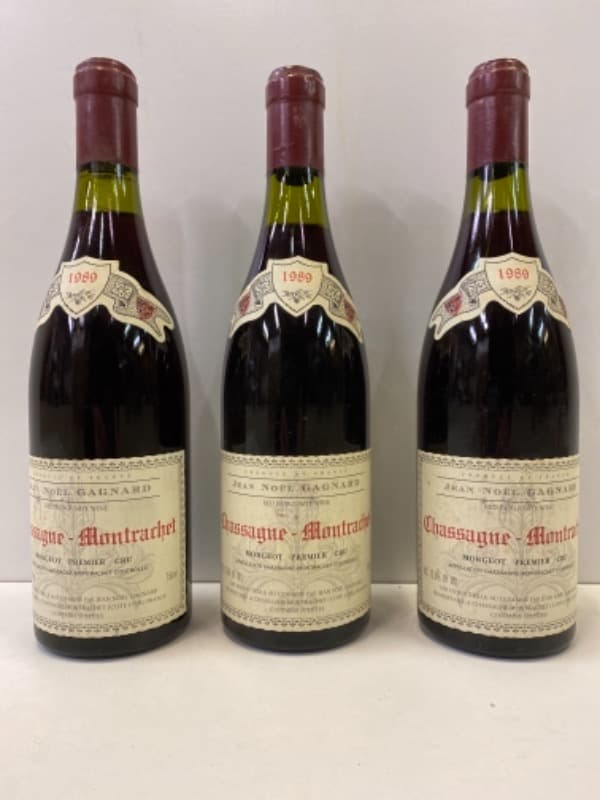3 x Chassagne-Montrachet, Premier cru, Jean-Noël Gagnard, 1989