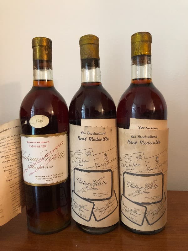 3 x Grande réserve crème de tête, Château Gilette, Sauternes, 1949