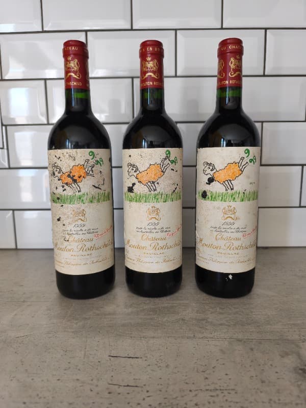 3 x château Mouton Rothschild, Pauillac, 1999