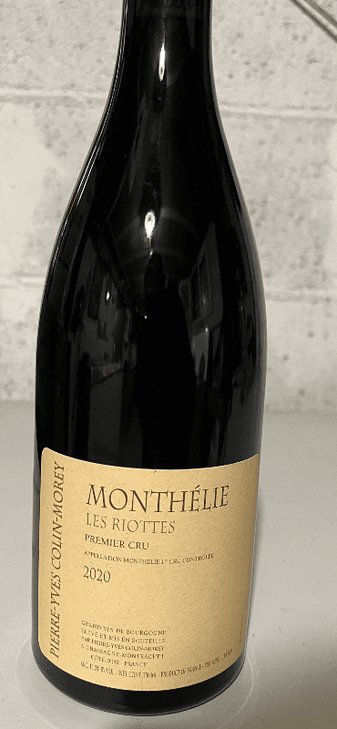 Monthélie, 1er Cru Les Riottes, Pierre Yves Colin Morey, 2020