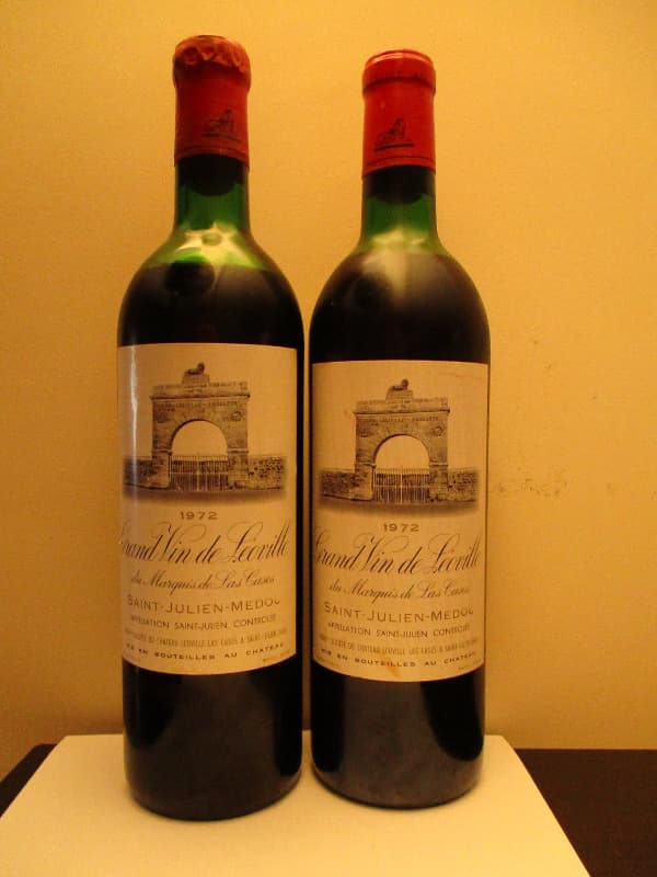 2 x Deuxieme Grand Cru Classe, Grand Vin de Leoville du Marquis de las Cases, Saint-Julien, 1972