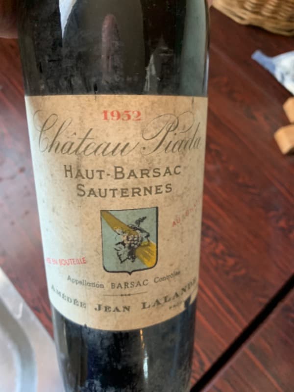 Haut-Barsac, Château Piada, Sauternes, 1952