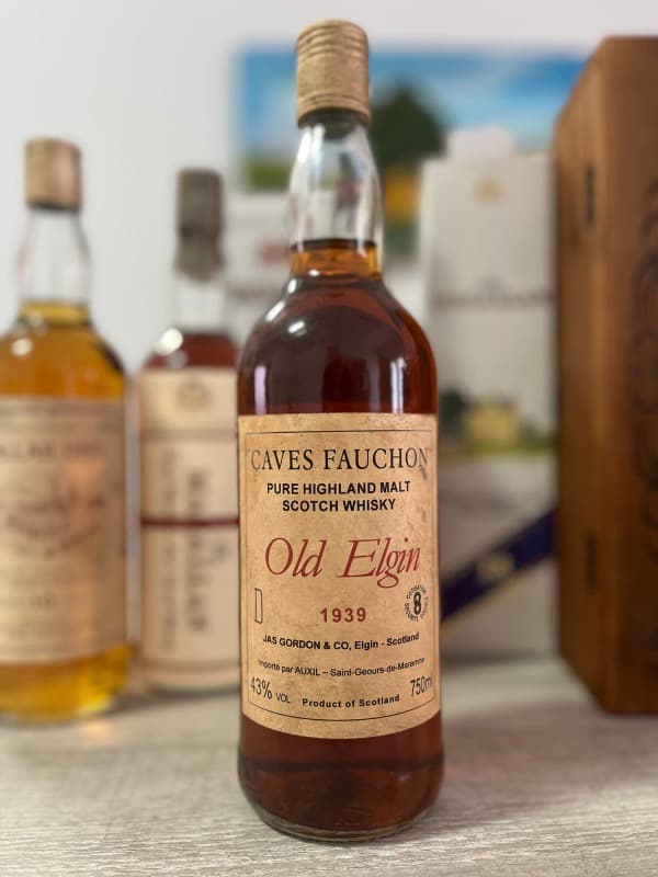 Old Elgin Caves Fauchon - Pure Highland malt, Jas Gordon & Co. Elgin Scotland, Whisky, 1939
